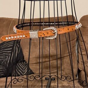 Elegant Brown Rhinestone Belt